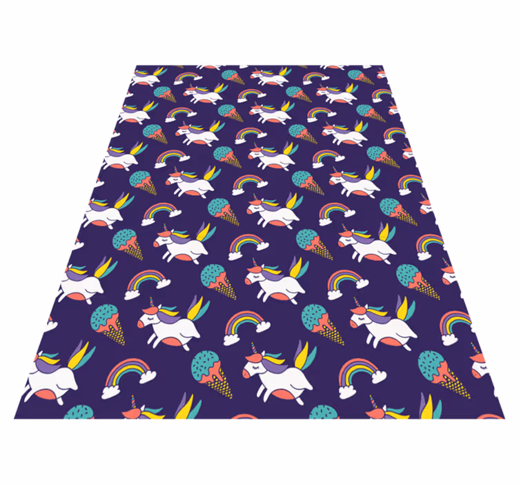 Tapis vinyle violet motif licorne dessiné à la main - TenStickers