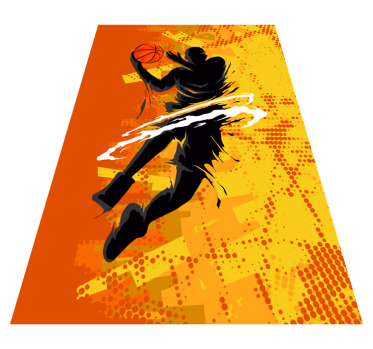 Tapis vinyle orange joueur de basketball - TenStickers