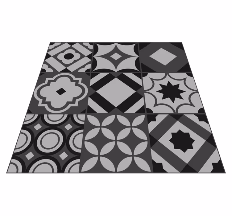 Tapis vinyle noir carreaux noirs - TenStickers