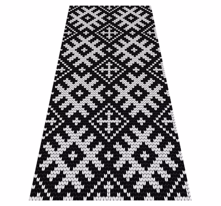 Tapis vinyle noir motif carrés vikings enchaînés - TenStickers