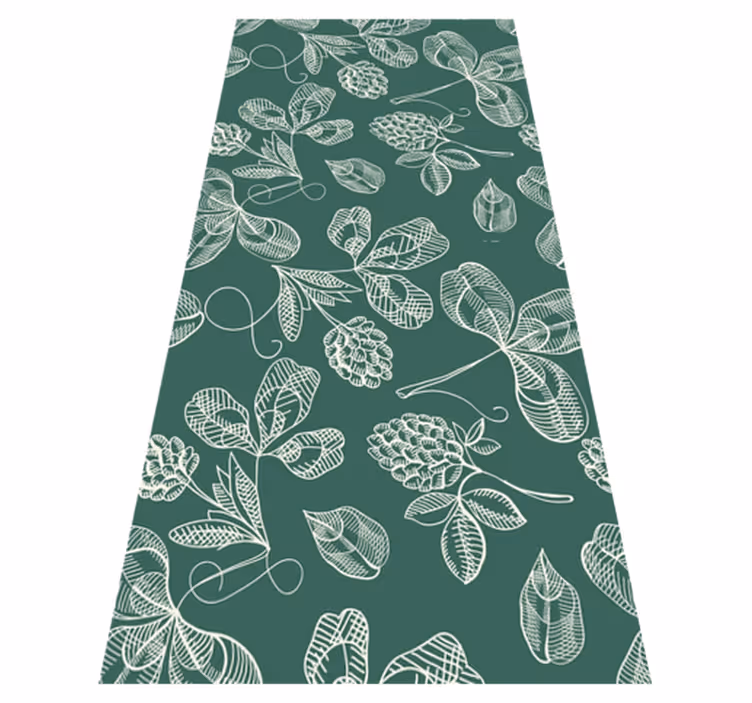 Tapis vinyle vert dessin de feuilles vertes - TenStickers