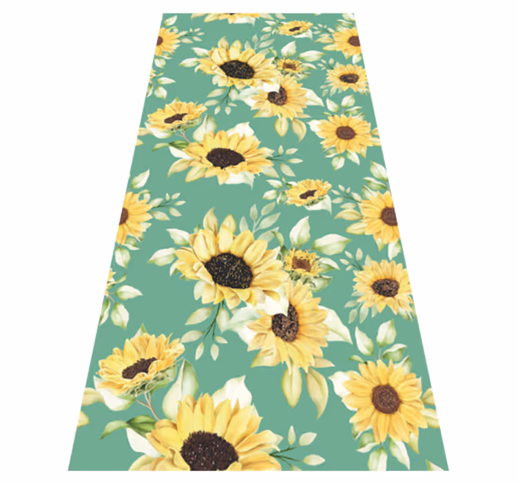 Tapis vinyle vert motif floral printanier - TenStickers