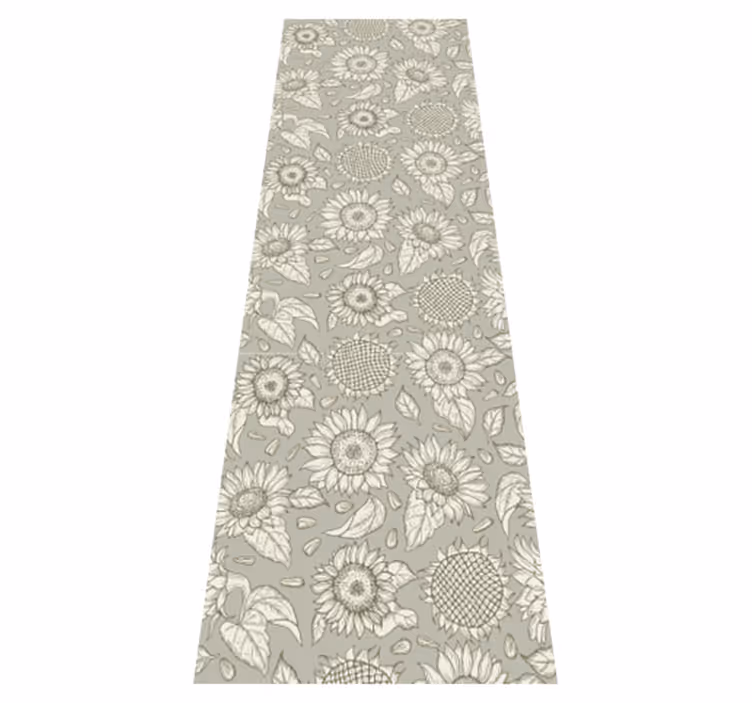 Tapis vinyle vert tournesols gris - TenStickers