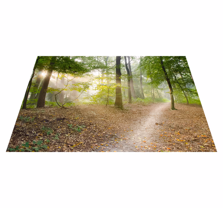Tapis vinyle vert chemin forestier sérénité - TenStickers