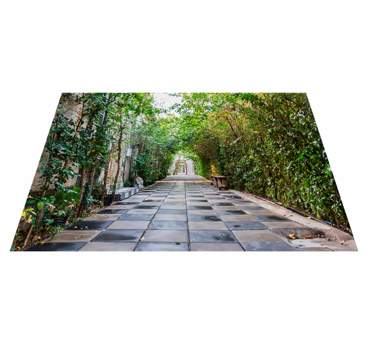 Tapis vinyle vert chemin de jardin serein - TenStickers