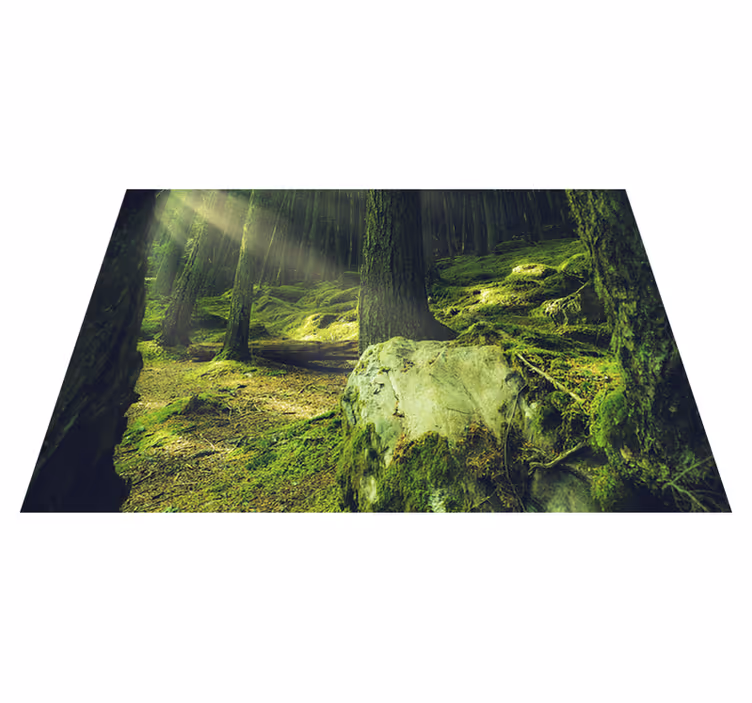 Tapis vinyle vert pierres recouvertes de mousse forêt - TenStickers