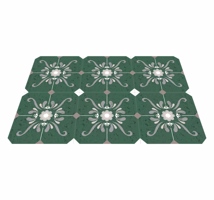 Tapis vinyle vert carreaux anciens - TenStickers