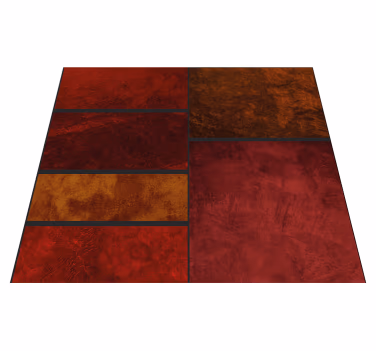 Tapis vinyle rouge motif patchwork texturé - TenStickers