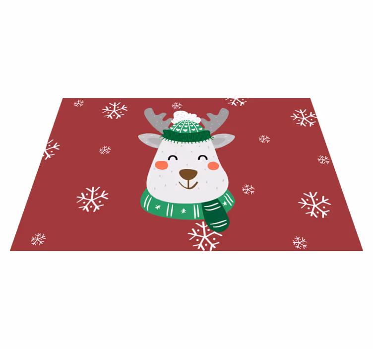 Tapis vinyle rouge cerf de noël pour enfants - TenStickers