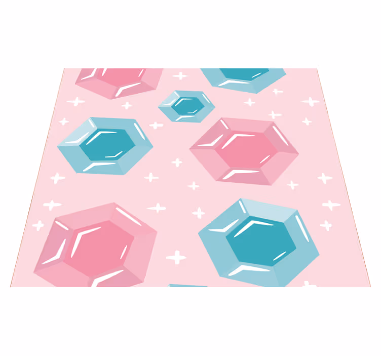 Tapis vinyle rose gemmes géométriques aux couleurs vives - TenStickers