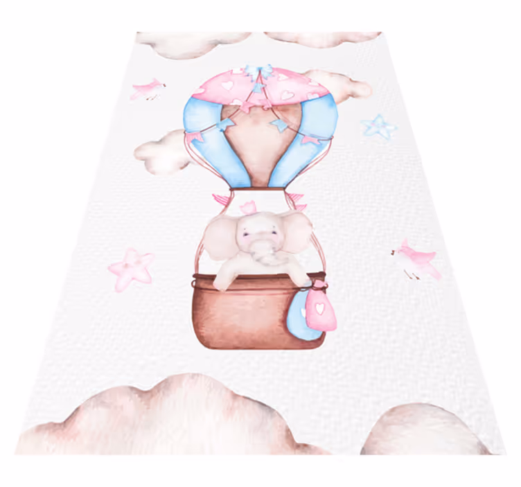 Tapis vinyle rose ballon dirigeable mignon - TenStickers