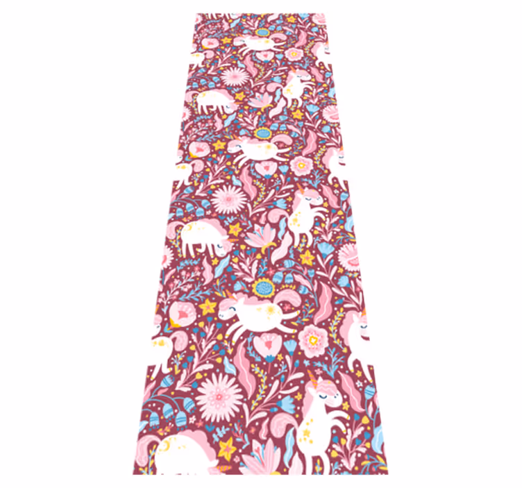 Tapis vinyle rose motif d'animaux licornes - TenStickers