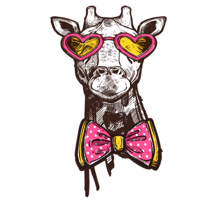 Tapis vinyle girafe hipster avec lunettes  - TenStickers