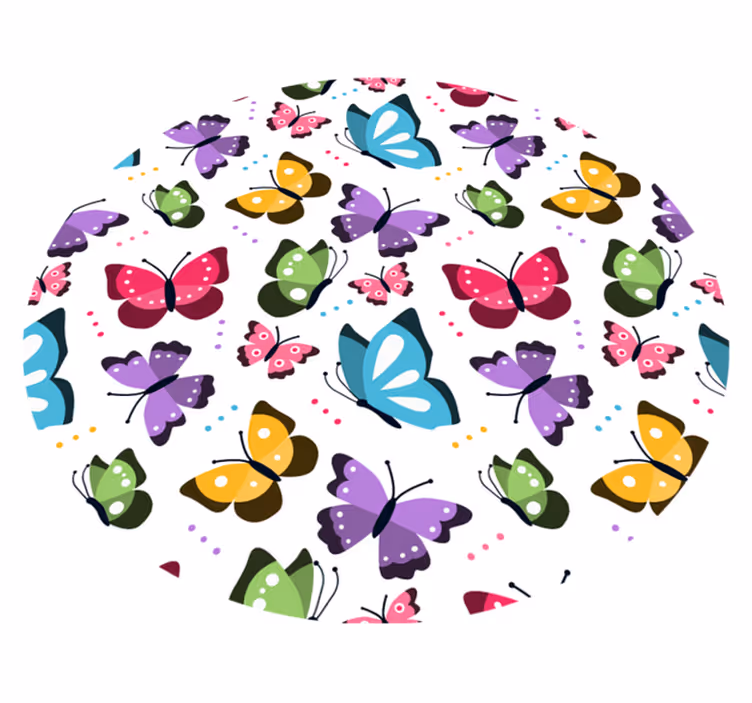 Tapis vinyle rond motif papillons colorés - TenStickers