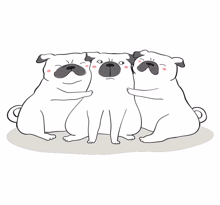 Tapis vinyle animal trio de chiens carlin - TenStickers