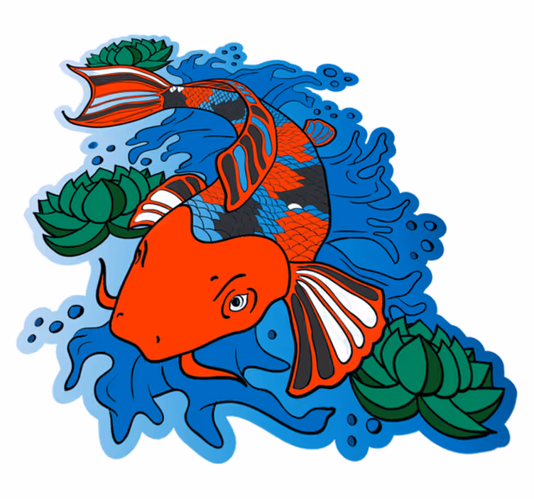 Tapis vinyle animal illustration carpe koï colorée - TenStickers