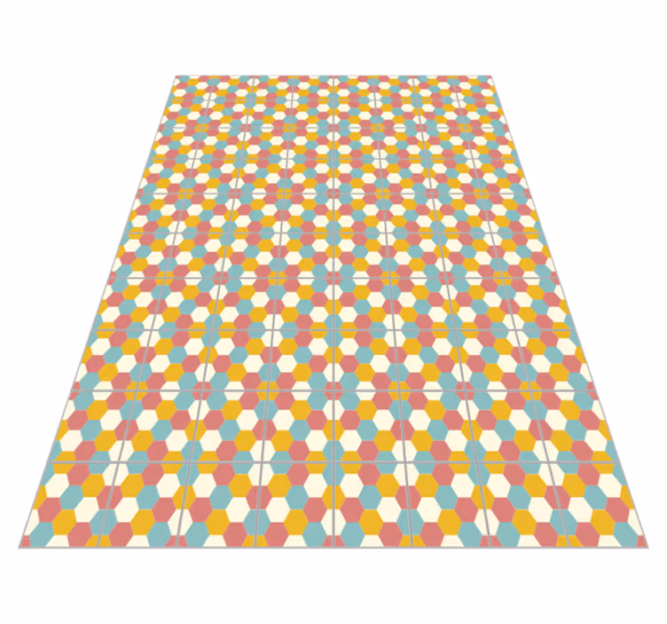 Tapis vinyle cuisine géométrique motif hexagones colorés - TenStickers