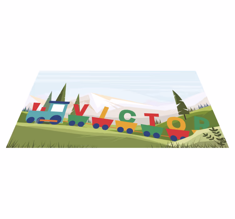 Tapis vinyle bébé train alphabet personnalisable - TenStickers