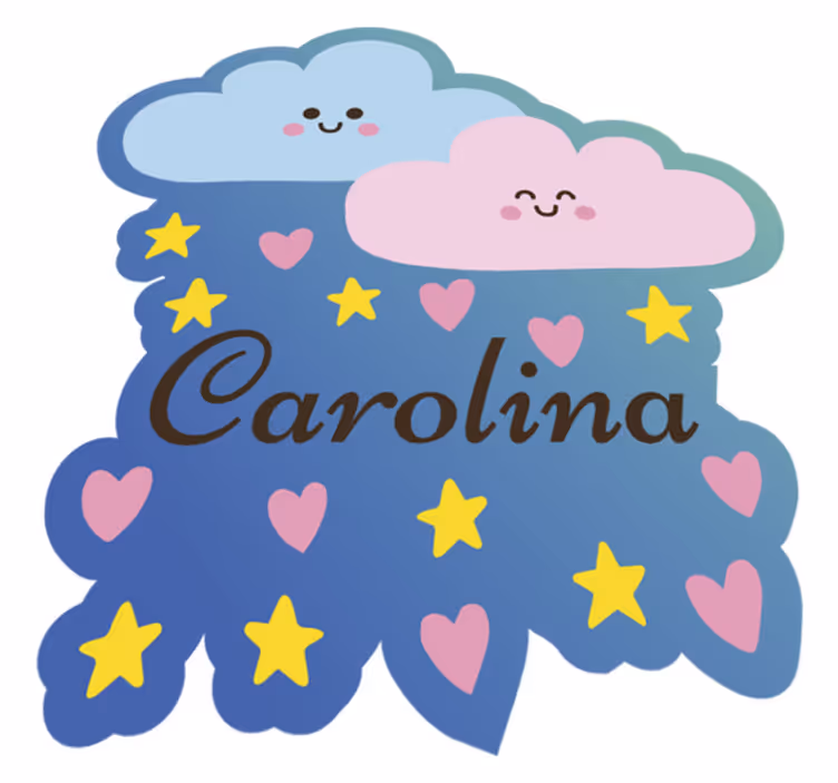 Tapis vinyle bébé nuages mignons avec nom - TenStickers