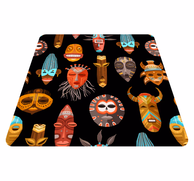 Tapis vinyle ethnique masques tribaux - TenStickers