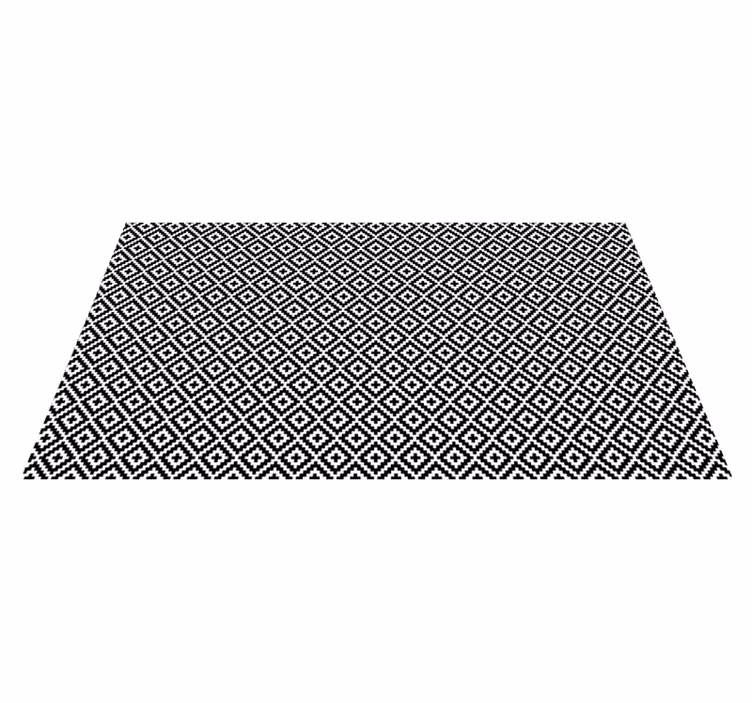 Tapis vinyle salon losanges pixelisés noir et blanc - TenStickers