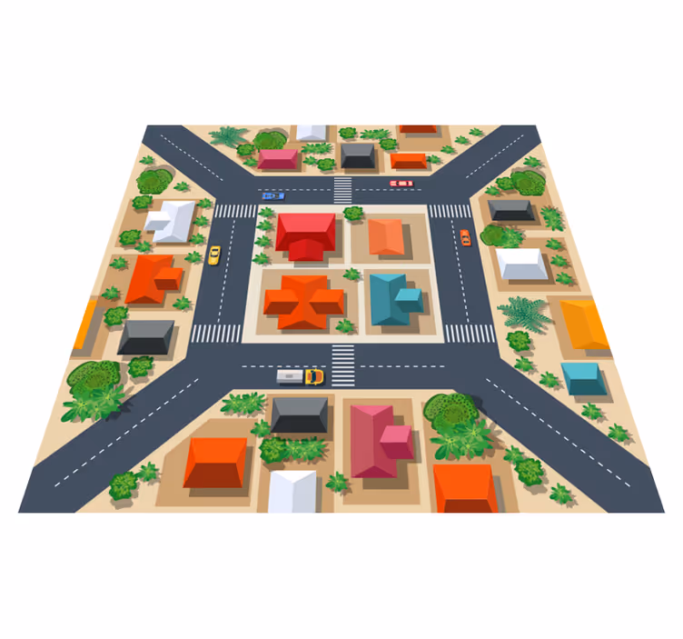 Tapis vinyle route paysage urbain - TenStickers