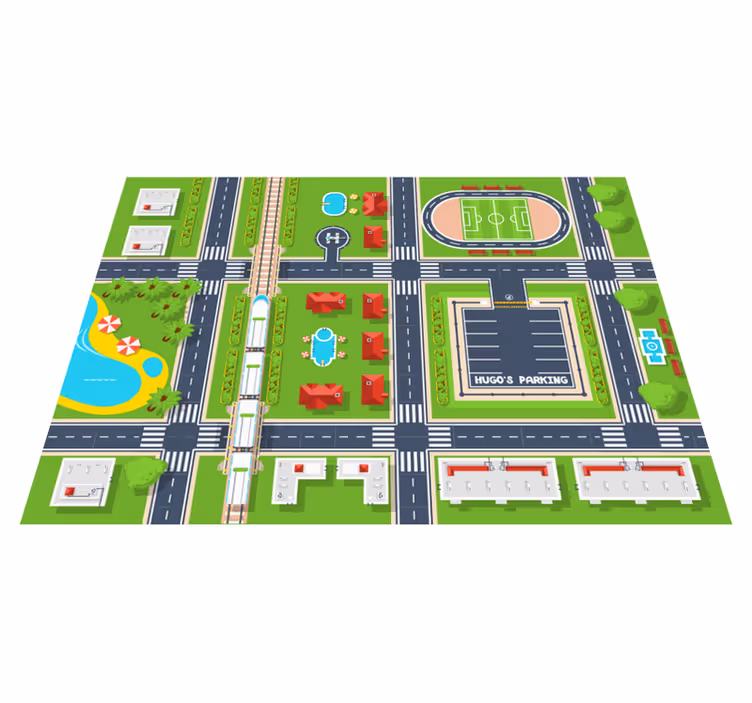 Tapis vinyle route paysage urbain ludique - TenStickers