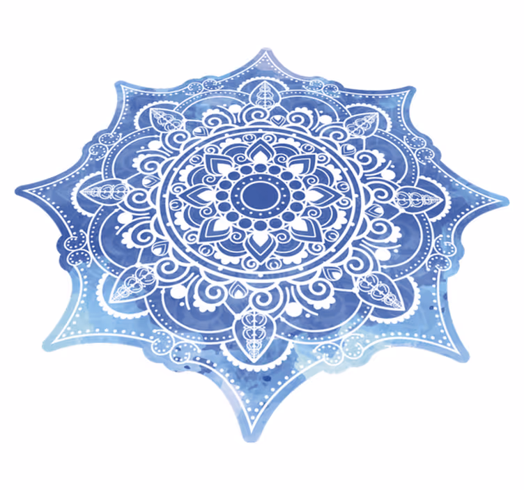 Superbe tapis en vinyle mandala aquarelle bleu - TenStickers