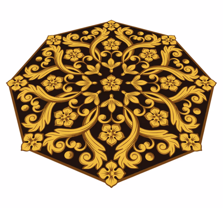 Tapis vinyle chambre motif baroque forme octogonale - TenStickers