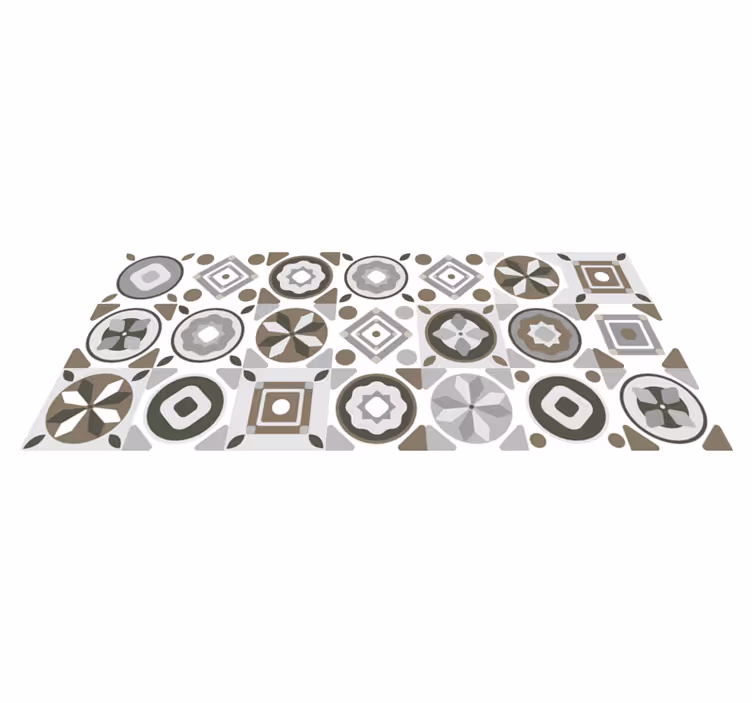 Tapis lino cuisine carreaux de ciment couleur neutre - TenStickers