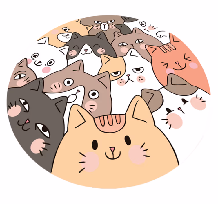 Tapis vinyle merveilleux chats ronds pour enfants - TenStickers