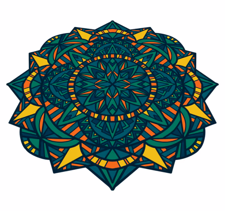 Tapis vinyle mandala bleu et vert - TenStickers