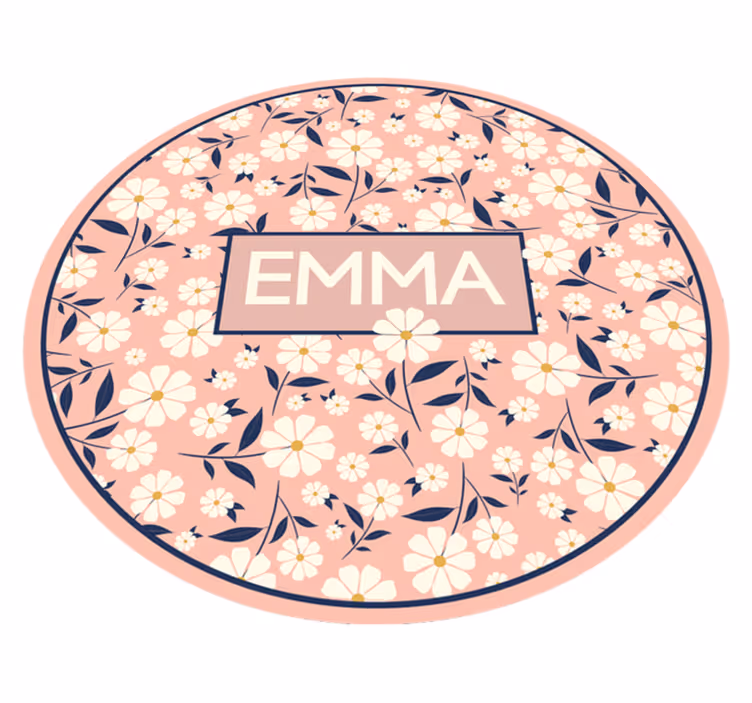Tapis vinyles personnalisable cercle floral personnalisé - TenStickers