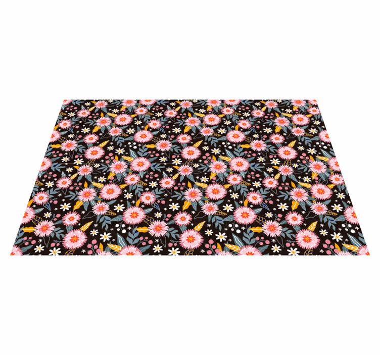 Tapis de salon autocollant fleurs rétro - TenStickers