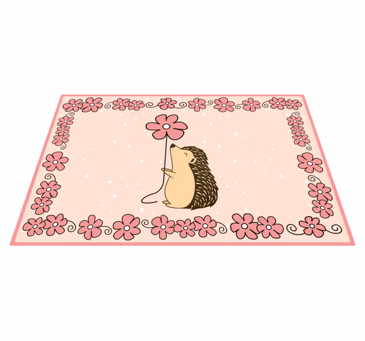 Tapis vinyle bébé hérisson floral - TenStickers