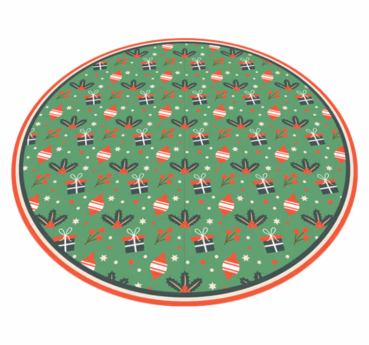 Tapis vinyle vert Noël bonbons et cadeaux - TenStickers