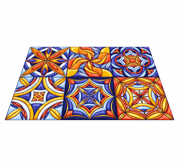 Tapis vinyle carreaux de ciment modèle de tuile artistique - TenStickers