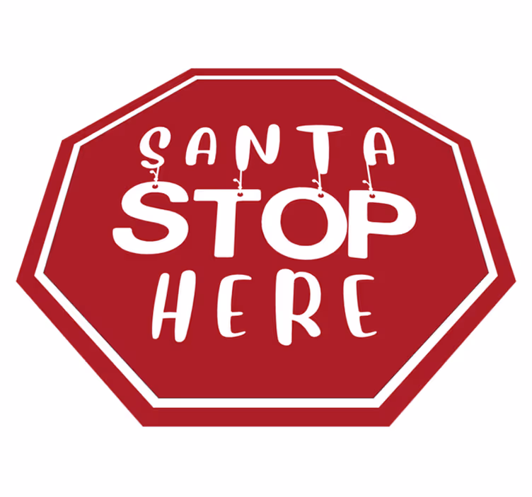 Tapis vinyle noël panneau stop du père noël - TenStickers