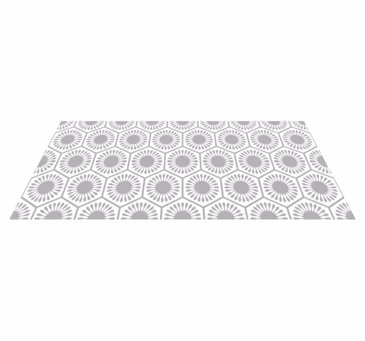 Tapis vinyle cuisine fleurs grises et blanches - TenStickers