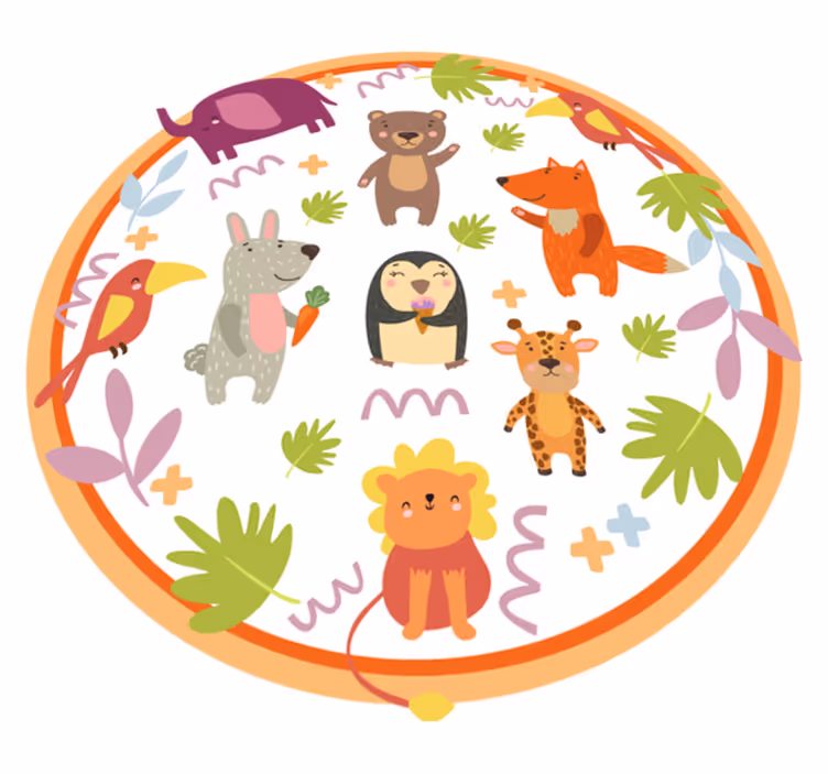 tapis vinyle animaux de zoo mignons - TenStickers