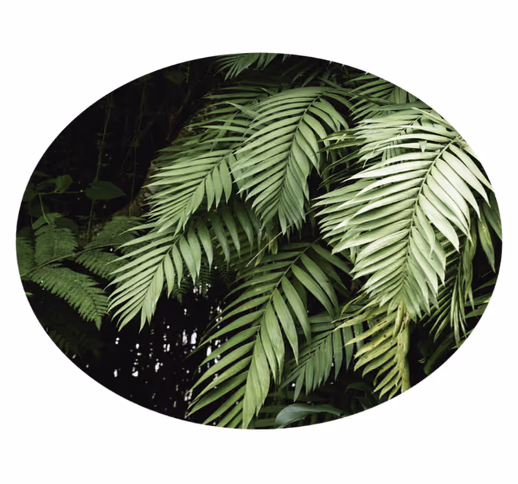 Tapis vinyle plantes cercle de feuillage tropical - TenStickers