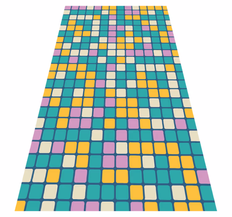 Tapis vinyle géométrique motif de grille coloré - TenStickers