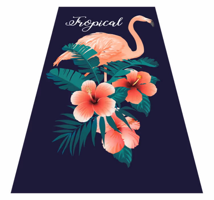 tapis vinyle animal Flamant rose tropical noir - TenStickers