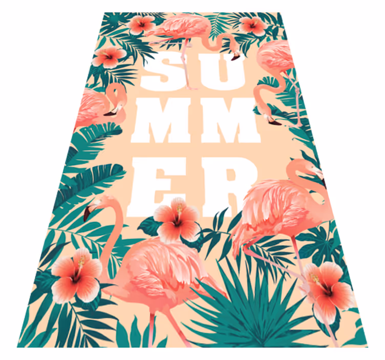Tapis vinyle événements thème flamant rose d'été - TenStickers