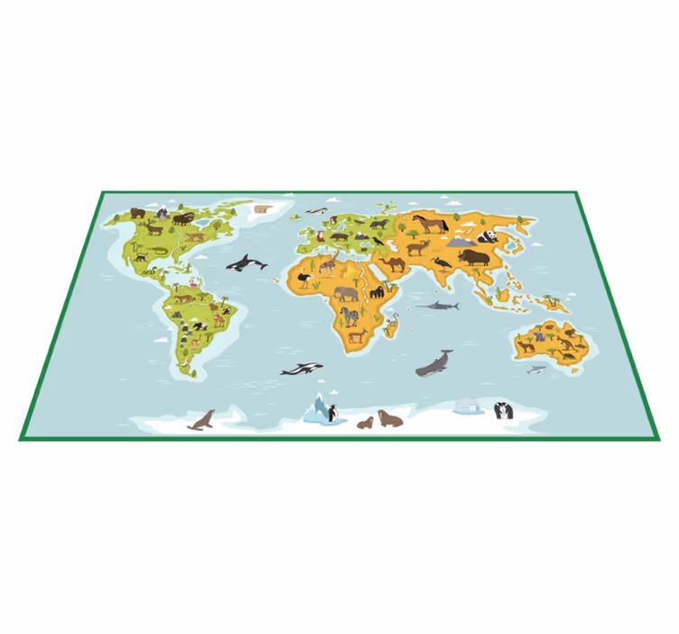 Tapis vinyle carte du monde exploration cartographique - TenStickers