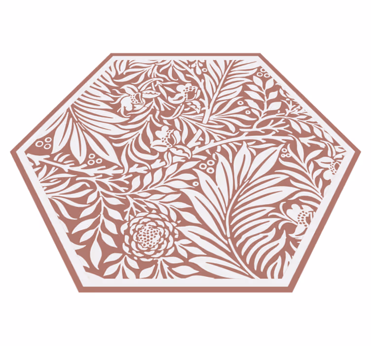 Tapis vinyle plantes hexagone de symétrie florale - TenStickers