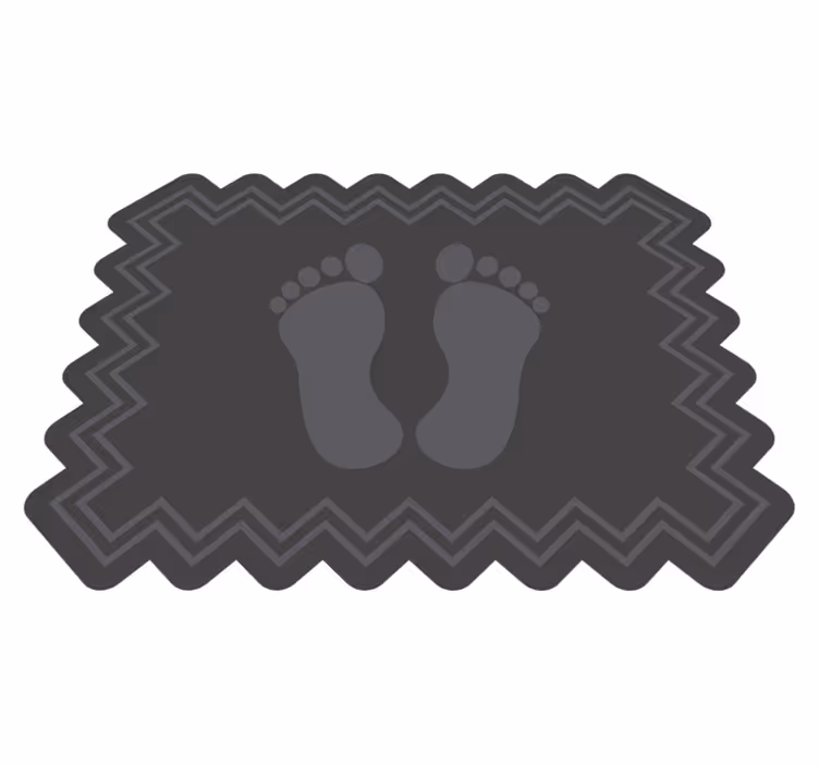 Tapis vinyle empreintes de pieds et zig zags - TenStickers