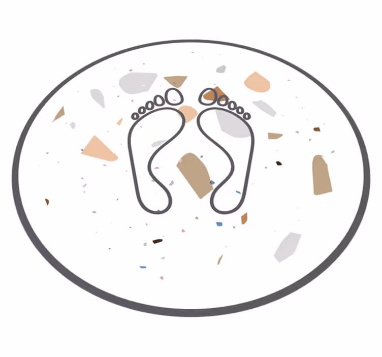 Tapis vinyle salle de bain rond empreintes terrazzo - TenStickers