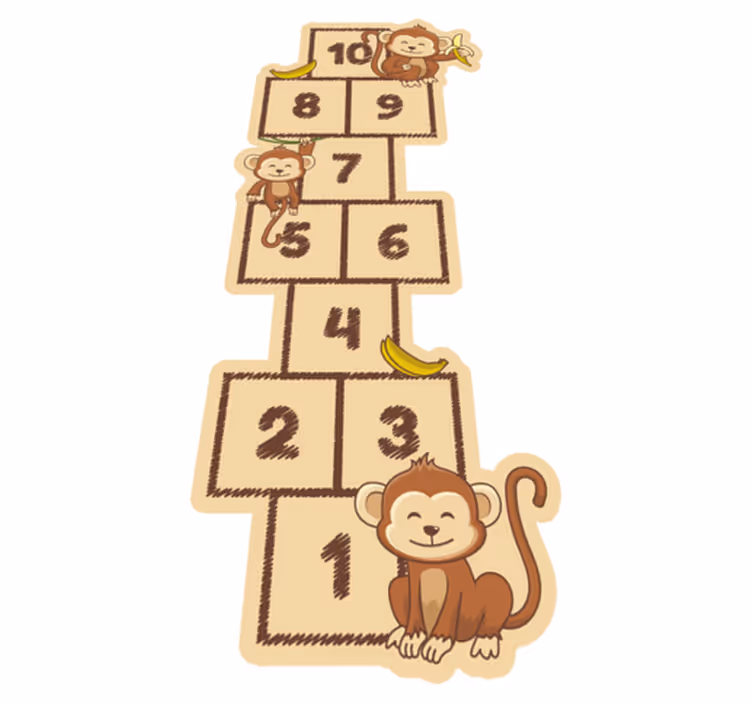 Tapis vinyle de jeu pour enfants marelle aux singes - TenStickers