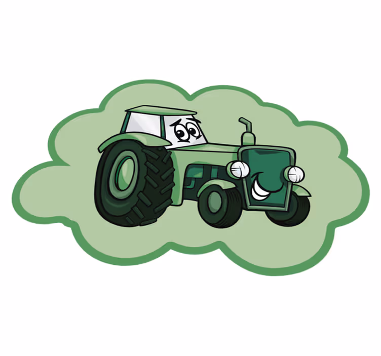 Tapis vinyle enfant tracteur vert sympathique - TenStickers